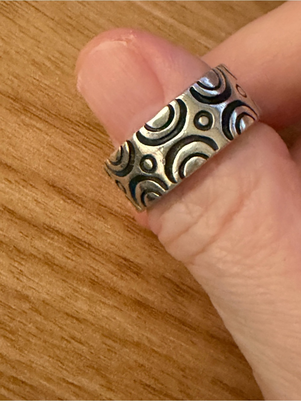 Taxco Mexico Patterned Sterling Silver Wide Band Ring
